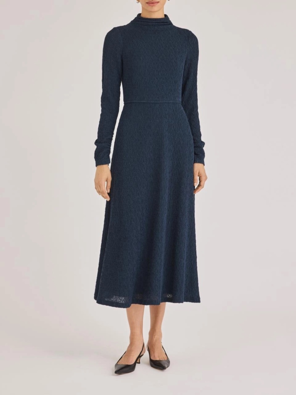 Rebecca Taylor Taryn dress navy blue long sleeve knit lace midi sz XS